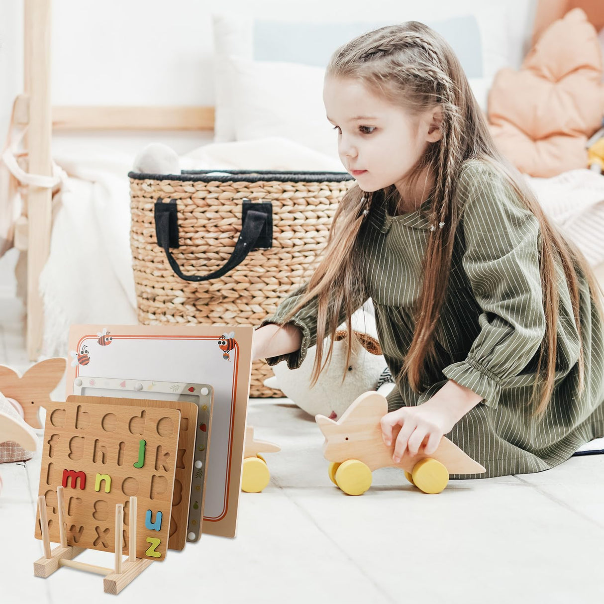 Wooden Puzzle Display Stand - Jigsaw Shelf Stand Puzzle Holder Rack - Storage and Organization for Kids & Adults PEUTIER