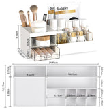 Subsky Makeup Organizer with Drawers, Easy Storage for Beauty Products Brushes, Multifunction Plastic Desk Organizer, Cosmetics Organizer for Countertop Dresser Vanity and Bathroom (White) Subsky