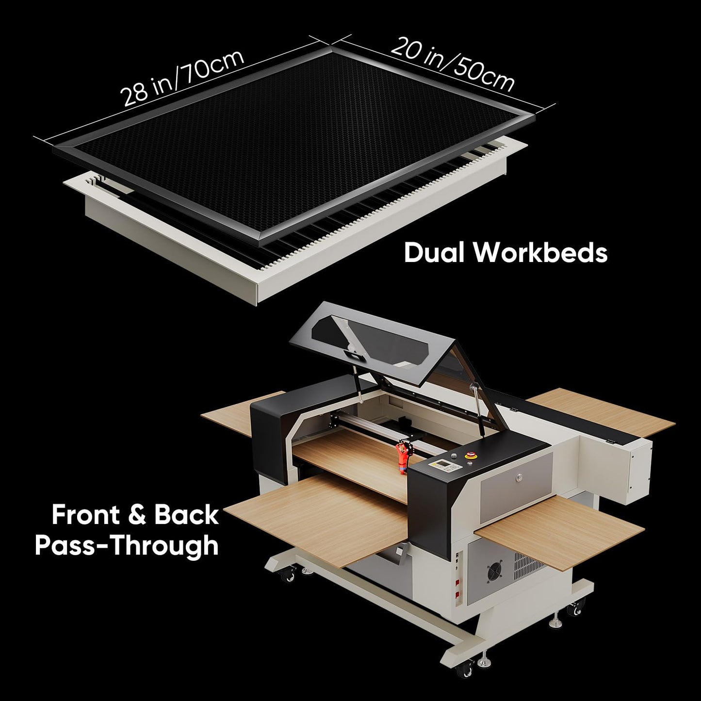 Monport 80W CO2 Laser Engraver＆Water Chiller with Lightburn,20"x28" Laser Engraving Cutting Machine with Autofocus 4 Way Pass Air Assist Bracket Commercial Laser Cutter for Wood Glass Acrylic - WoodArtSupply