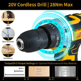 Aseboy Cordless Drill with Battery and Charger, Power Drill Cordless, Electric drill Set with 3/8 Keyless Chuck, 25+3 Torque Settings for Screwdriving, Drilling (1Battery) Aseboy