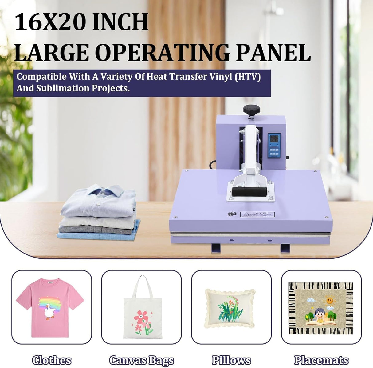 16x24In Heat Press Machine, 110V Digital High Pressure Heat Transfer Machine for T-Shirts, Canvas Bags & Pillows – Fast Heating Dual-Tube System, Pull Out Heat Press with Flame Retardant Pads,Purple Hoguyexila