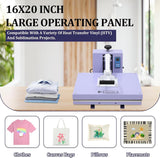 16x24In Heat Press Machine, 110V Digital High Pressure Heat Transfer Machine for T-Shirts, Canvas Bags & Pillows – Fast Heating Dual-Tube System, Pull Out Heat Press with Flame Retardant Pads,Purple Hoguyexila