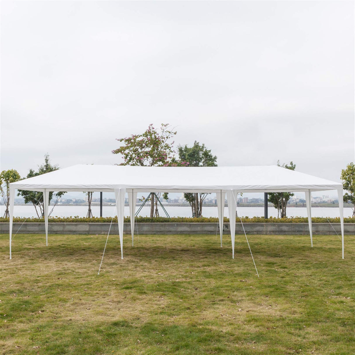 IMSEIGO 10x30 FT Heavy Duty Canopy Tent, Stable Spiral Tubes Waterproof Outdoor Inflatable Party Tent White Wedding Tents Patio Gazebo Canopy for Parties with 5 Removable Sidewalls Imseigo