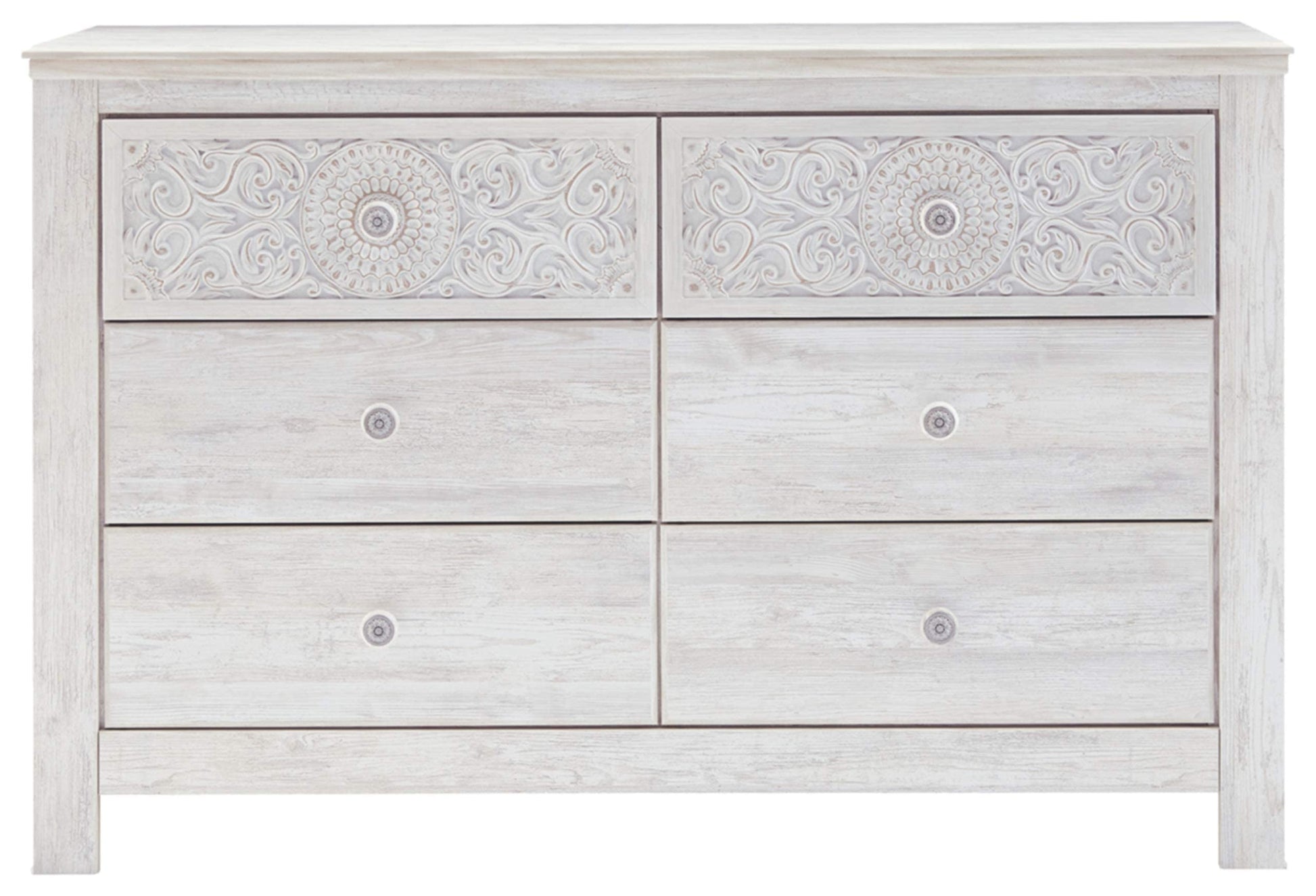 Signature Design by Ashley Paxberry Boho 6 Drawer Dresser, Whitewash - WoodArtSupply