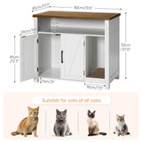 HOOBRO Cat Litter Box Enclosure, Farmhouse Wooden Cat Furniture with Scratch Pad, Storage Layer, Litter Box Furniture, End Side Table,White and Walnut, WH24MW01 HOOBRO