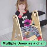 WOOD CITY Toddler Step Stool Foldable for Bathroom Sink, Adjustable 2 Step Stool for Kids Toilet Potty Training Stool with Handles,Child Kitchen Counter Stool Helper, Montessori Kitchen Stools WOOD CITY