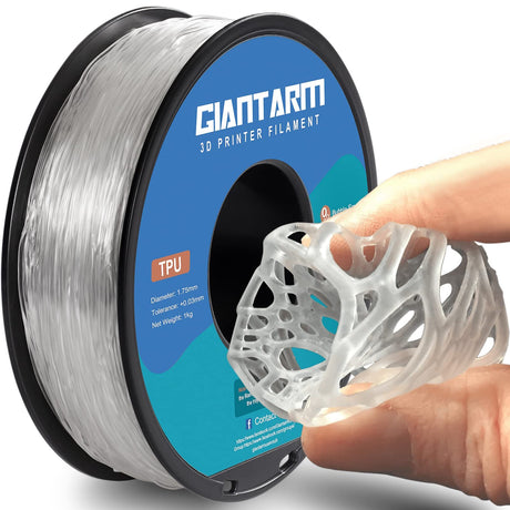 GIANTARM TPU Filament, 95A TPU Filament 1.75mm, Dimensional Accuracy +/- 0.03, Flexible Soft 3D Printer Filament 1kg Spool(2.2 lbs), Vacuum Packaging (Clear) GIANTARM