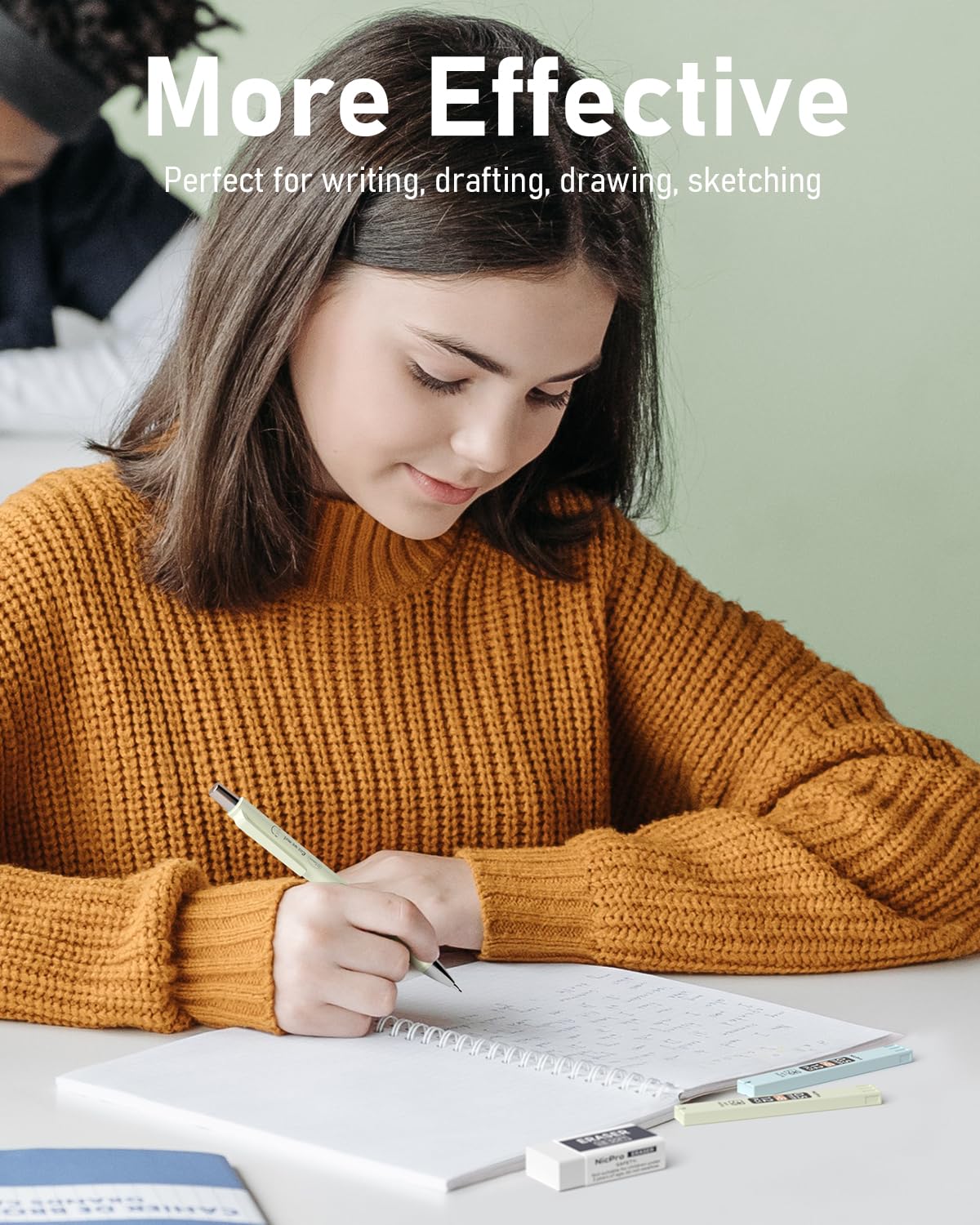 Nicpro 4 PCS Pastel Mechanical Pencil 0.7mm, Cute Fast Click Mechanical Pencils Set with 8 Tubes HB Lead Refills, Erasers, Eraser Refills for School, Student Writing, Drawing, Sketching - with Case Nicpro