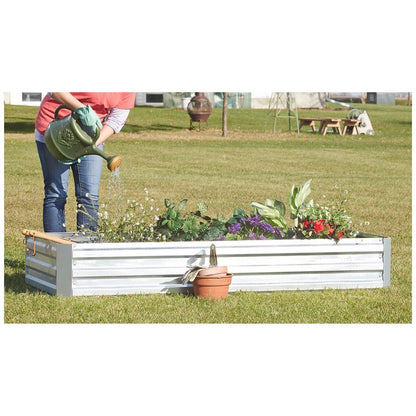 CASTLECREEK Large Galvanized Steel Raised Garden Bed Planter Box, Outdoor Flowers, Herbs, Vegetable Planting Boxes, 72" l x 36" w x 11.8" h