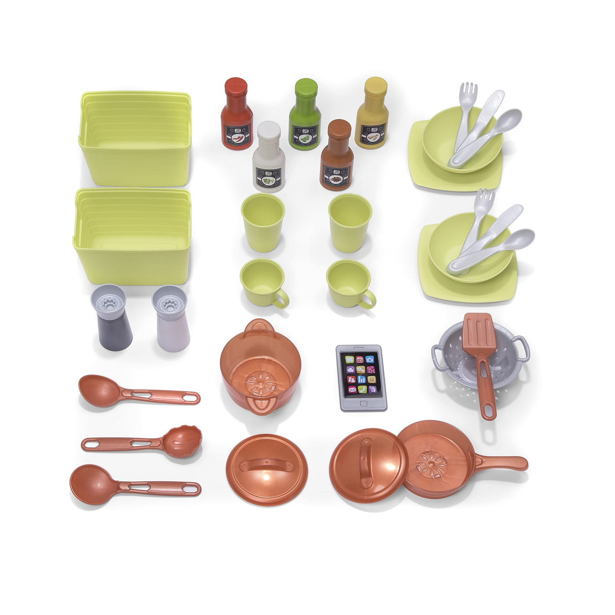 Step2 Modern Metro Kids Kitchen Playset, Indoor/Outdoor Kitchenette, Interactive Play with Lights and Sounds, Made of Durable Plastic, Includes 33 Piece Toy Accessories, For Toddlers 2+ Years Old Step2