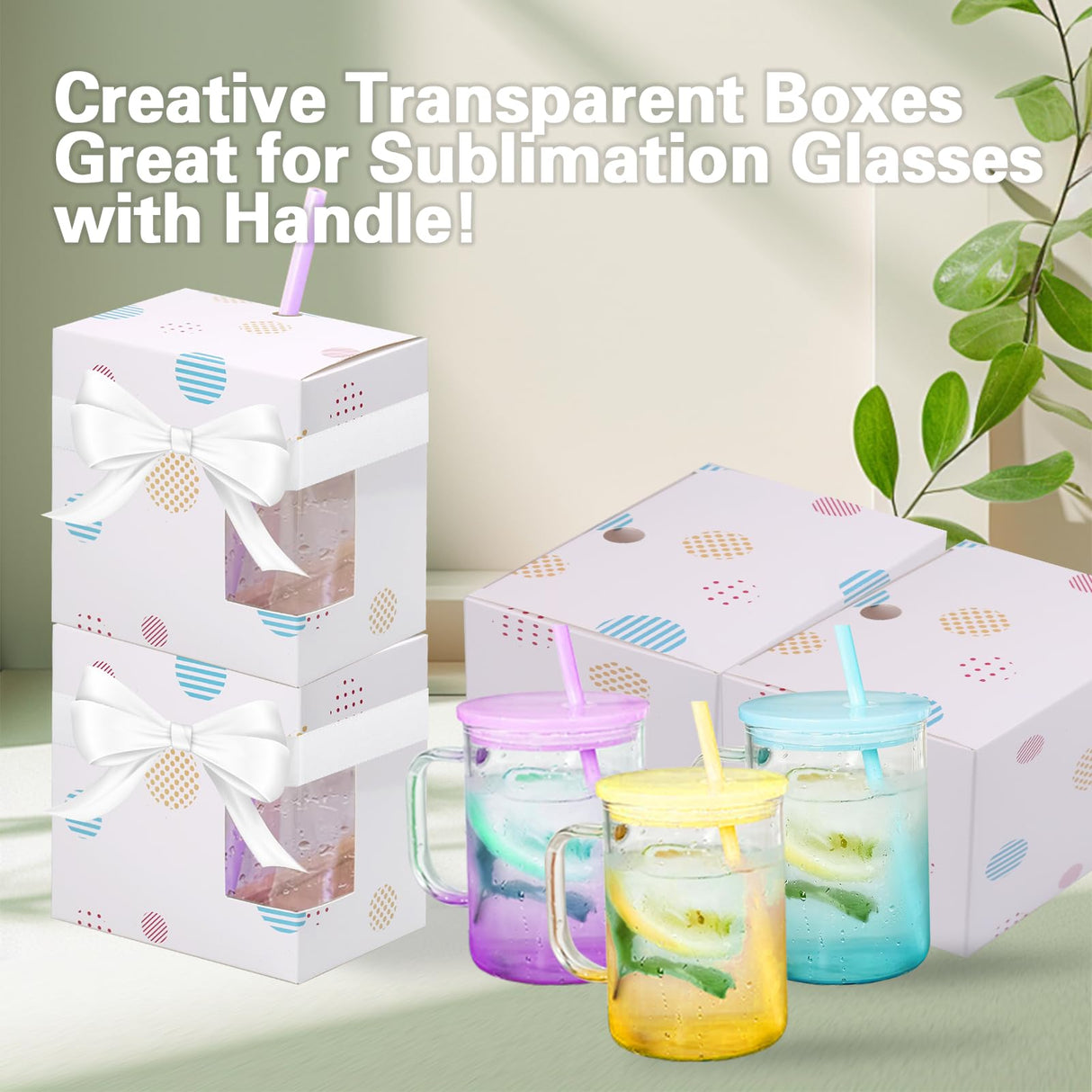 12 Cup Wraps for Glass Cups with Ribbon,Sublimation Glass Gift Boxes,Glass Cup Boxes,Gift Wrap Boxes for 12oz 16oz Cup,Glass Gift Box for Birthday Presents,showcasing,displaying GOGOBAY