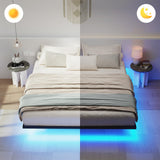 LUSIMO King Size Floating Bed Frame with LED Lights & Under-Bed Storage, Heavy Duty Metal Platform, 12 Inch Height LUSIMO