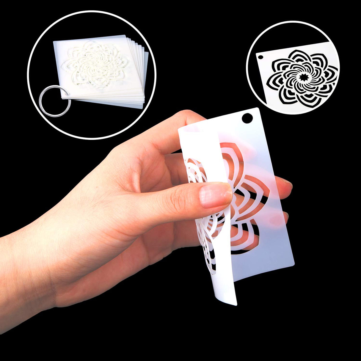 Augshy Mandala Stencils, 56 Pack Mandala Dot Painting Stencils for DIY Rock Art Projects on Wood Furniture Decoration (3.6x3.6 inch) Augshy