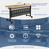 6-Pack Folding Conference Table for 12-16People,Modern Flip Top Training Room Tables with Wheels Save Space Rectangle Office Meeting Table Computer Desk forStudy Writing (6pcs 62.9 * 23.6 * 29.5in) GOYQGLE
