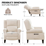 YUUIJOAA Pushback Recliner Chair, Fabric Armchair Push Back Recliner with Adjustable Footrest and Side Pocket, Comfy Wingback Accent Chair Reclining Sofa for Living Room, Bedroom, Beige YUUIJOAA