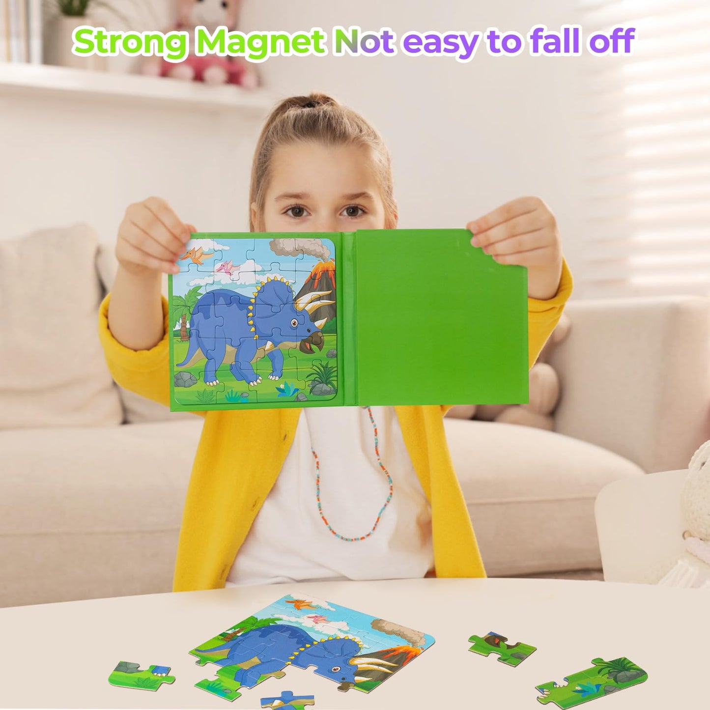 Nattork Magnetic Puzzle Book for Toddlers 3-6 Girls Boys,Travel Puzzles Game for Kids Ages 3-6,Learning Magnet with Fun for 3 4 5 6 Years Old Children Boys Girls Dinosaur