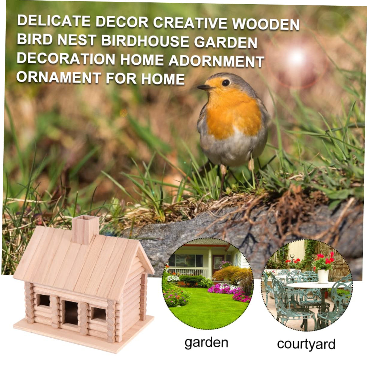 OFFSCH Creative Wooden Bird Nest House for Garden Decoration Unfinished Pine Birdhouse Ornament for Outdoor Birds DIY Paintable Bird Nest for Hummingbirds and Sparrows OFFSCH