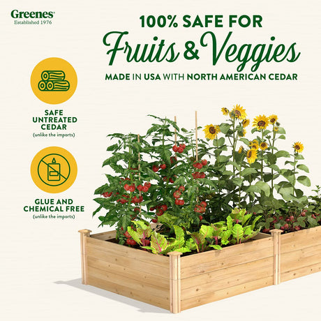 Greenes Fence Original Cedar Raised Garden Bed, 4' x 8' x 17.5" - Made in USA with North American Cedar Greenes Fence