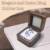 WisePoint Personalized Wooden Ring Box, Mini Engagement Ring Holder Box with Double Slot, Square Wedding Ring Box for Ring, Elegant and Retro Ring Holder Box for Wedding, Ceremony (black) WisePoint
