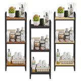 BYFU 3 Tier Bathroom Shelving Unit, Narrow Open Floor Shelves, Metal Corner Storage Rack for Bathroom Laundry Room Kitchen Living Room, Black BYFU