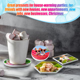 Tioncy 72 Pieces Square Hexagon Round Sublimation Coasters Blanks White Glazed Ceramic Coasters with Cork Backing Pads Heat Transfer for DIY Crafts Painting Home Tioncy