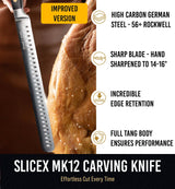 SliceX Brisket Slicing Knife – 12" BBQ Knife, Brisket Knife, Grilling Gifts For Men – Razor Sharp German Steel, Full Tang, Ergonomic Handle Bright Hobby