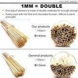 HOPELF 12" Natural Bamboo Skewers for BBQ，Appetiser，Fruit，Cocktail，Kabob，Chocolate Fountain，Grilling，Barbecue，Kitchen，Crafting and Party. Φ=4mm, More Size Choices 6"/8"/10"/14"/16"/30"(100 PCS) HOPELF