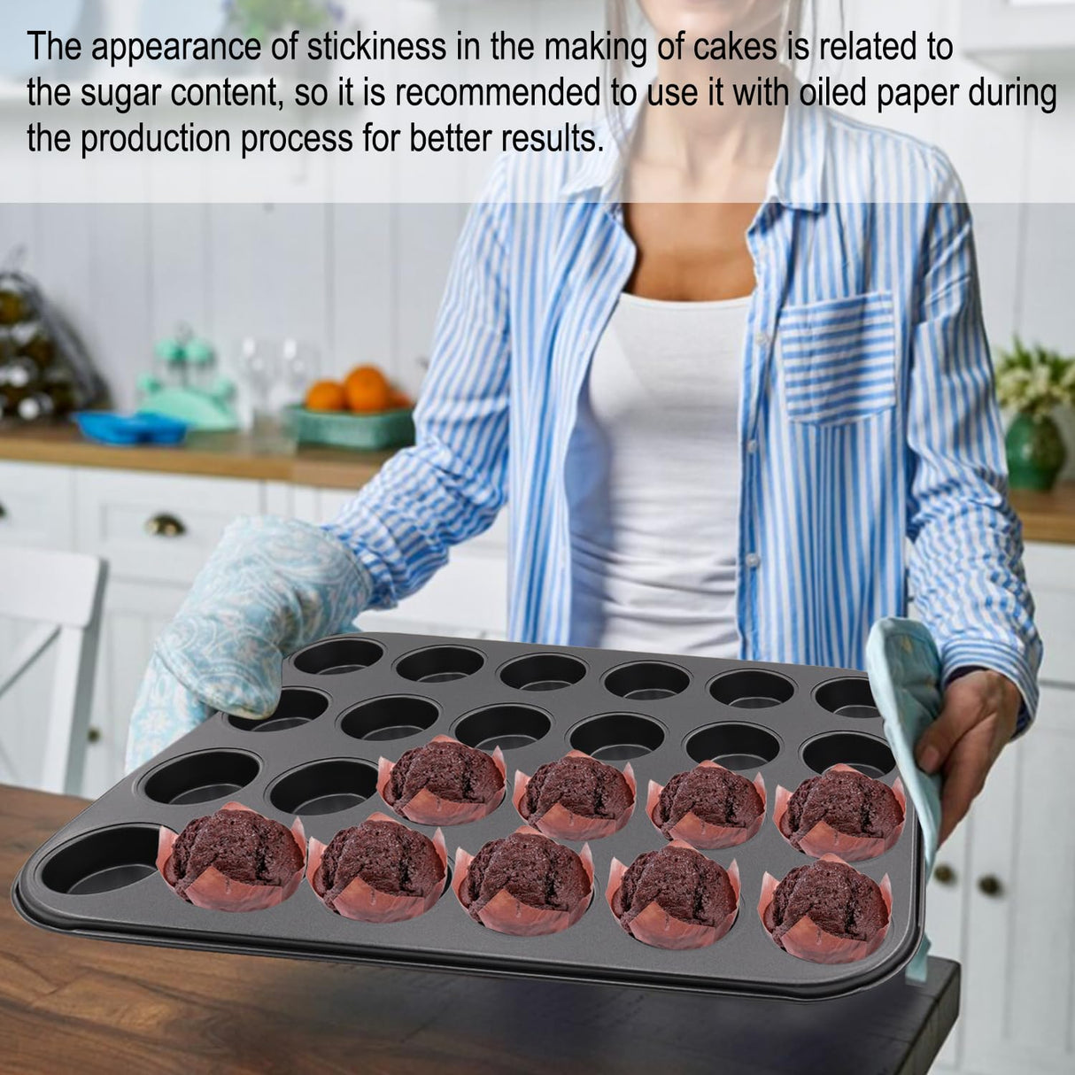 MARIWEI 2 Pack Premium Bakeware 24-Cup, Mini Muffin Pan, Dishwasher Oven Safe (Black, Steel) MARIWEI