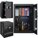 Biometric Home Safe, Fingerprint Gun Safe Lock Box,Money Box for Jewelry Handgun Cash Valuables,Perfect for Home/Office/Hotel, Black, 2.05 Cubic Feet VoleStay