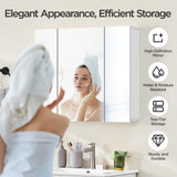 Yaheetech Bathroom Mirror Cabinet with 3 Doors, Wall Mounted Medicine Cabinet with Adjustable Shelf, Storage Cupboard for Living Room, Laundry Room, Mudroom, White Yaheetech