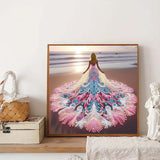 Beach Woman Diamond Art Kits for Adults,DIY Sunset Special Shaped Diamond Painting Kit for Beginners,5D Diamond Painting Crystal Rhinestone Gem Art for Home Wall Decor 11.8 X 11.8Inch GEMFAMILY