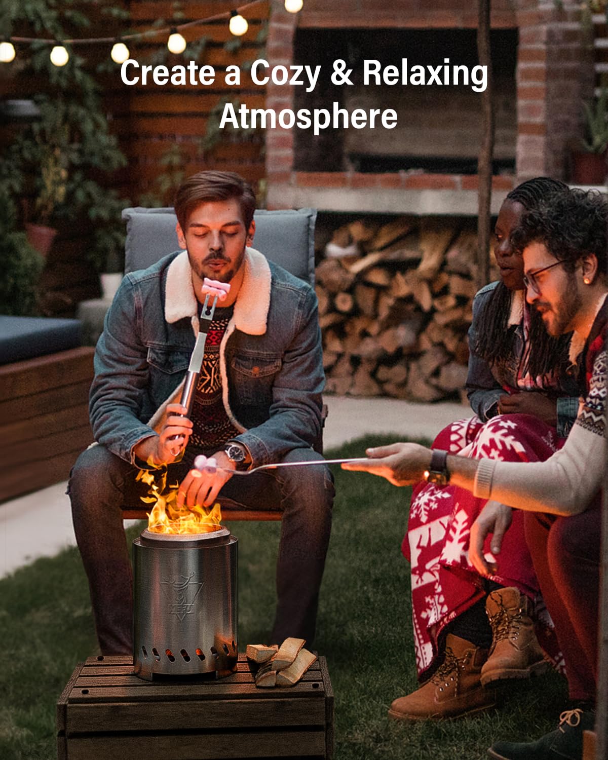 YEFU Tabletop Fire Pit 9.7 x 7.1 in, Low Smoke Camping Stove for Outdoor & Patio, Fueled by Pellets or Wood, Safe Burning Table Top Firepit, with Travel Bag & 2 Mini Sticks & Fireproof Mat, Silver YEFU