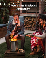 YEFU Tabletop Fire Pit 9.7 x 7.1 in, Low Smoke Camping Stove for Outdoor & Patio, Fueled by Pellets or Wood, Safe Burning Table Top Firepit, with Travel Bag & 2 Mini Sticks & Fireproof Mat, Silver YEFU