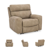 Signature Design by Ashley Next-Gen DuraPella Contemporary Faux Leather Wall Hugger Power Recliner with Adjustable Headrest and USB Ports, Light Brown Signature Design by Ashley