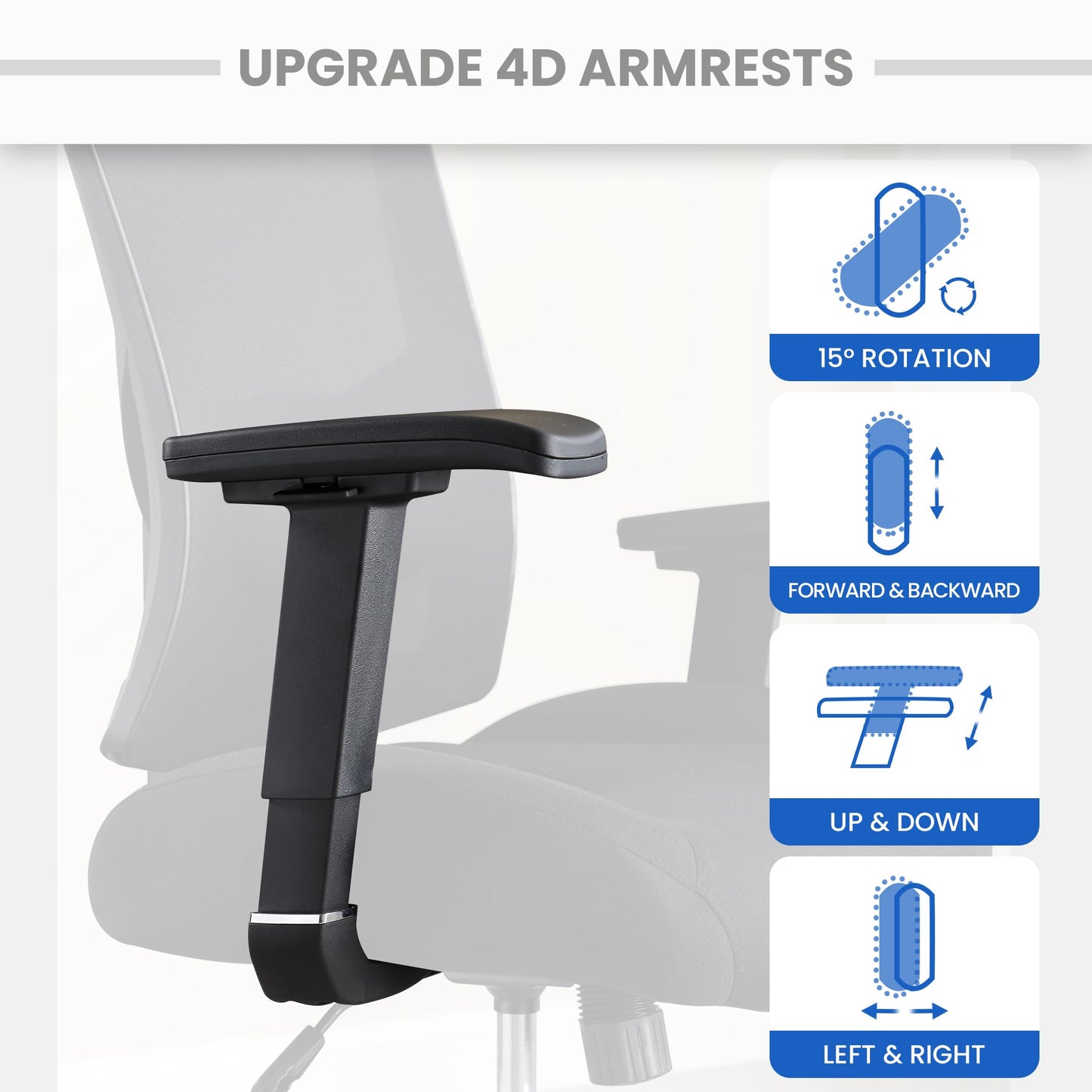 Big and Tall Drafting Chair 400 lbs, Extra Wide 21 inch Cushion, Ergonomic Standing Desk Chair Drafting Office Chair with Pressure Locking Casters, Adjustable Lumbar Support, 4D Arms - WoodArtSupply