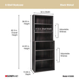 ClosetMaid Bookshelf Tiers, Adjustable Shelves, Tall Bookcase Sturdy Wood with Closed Back Panel, Black Walnut Finish, 6-Shelf Hutch ClosetMaid