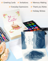 Watercolor Cards and Envelopes Set - 50 Folded 5x7 Inch Blank Heavyweight Paper Cards (140lb/300gsm) with Matching Envelopes for DIY Greeting Cards, Festivals, and Events Lazydrop