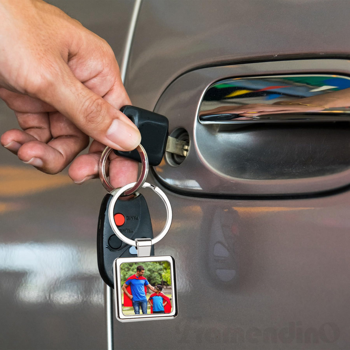 Framendino, 12 Pack Sublimation Keychain Blanks Heat Transfer Press Blank Key Chains with Key Rings for DIY Photos Crafts Rectangular Round Square Love Heart Silver Framendino