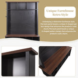 Merax Wood Rustic Hall Tree Entryway Bench with 6 Hooks and Adjustable Shelves, Farmhouse Mudroom Versatile Coat Racks with 16 Open Compartments, Entrance Organizer for Hallway Black Merax