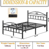 Samurbex Full Size Bed Frame with Charging Station,Black Metal Platform Bed Frame with LED Lights,Heavy Duty Metal Steel Slats Support,No Box Spring Needed,Noise Free,Easy to Assemble Samurbex