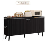 Luoxiao Modern Scandinavian Fluted Black Sideboard Buffet Cabinet with Adjustable Shelves Luoxiao