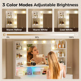 COMHOMA Vanity Desk with Lighted Mirror and Power Outlet, RGB LED Lights Makeup Vanity Set for Girls, Large Storage Capacity Dressing Table for Bedroom, 3 Lighting Modes Adjustable Brightness, White COMHOMA