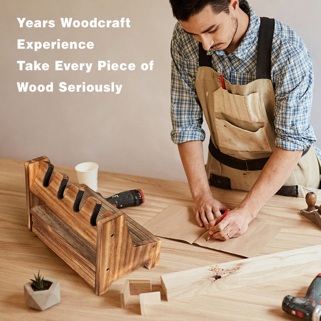 DGWJSU Pistol Rack Gun Safe, Real Wood Handgun Rack Holder for Gun Cabinet Accessories, Rustic Style Gun Rack Organizer for Nightstand, Gifts for Men DGWJSU