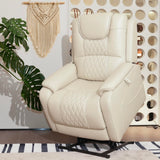 EONIX Triple Motor Lay Flat Power Lift Recliner Chair for Elderly with Massage, 400lbs Electirc Lift Chair for Living Room, Independent Adjustable Backrest Headrest, Extended Footrest, Cream White EONIX