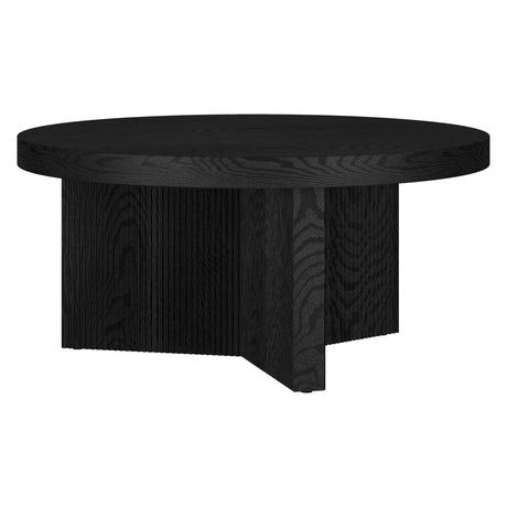 Henn&Hart 32" Wide Round Coffee Table in Natural Black, for Home, Living Room, Bedroom, Entertainment Room, Office Henn&Hart