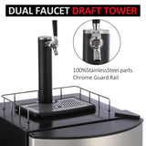 TROPOW Beer Kegerator, Single Tap Draft Beer Dispenser, Full Size Keg Refrigerator With Shelves, Stainless Steel, Drip Tray & Rail,silver, 128L TROPOW