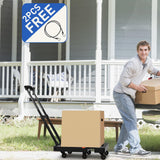 SPACEKEEPER Folding Hand Truck, 500 LB Heavy Duty Luggage Cart, Utility Dolly Platform Cart with 6 Wheels & 2 Elastic Ropes for Luggage, Travel, Moving, Shopping, Office Use, Black SPACEKEEPER