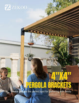 ZEKOO Pergola Brackets Kit 4x4 Gazebo Brackets Heavy Duty Black Powder-Coated 3-Way Right Angle Corner Brackets with Post Bases Pergola kit for Outdoor Pergola Gazebo Patio Garden ZEKOO