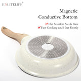 ESLITE LIFE Nonstick Ceramic Frying Pans Skillets Set, Non-Toxic Egg Omelette Kitchen Cooking Pans Compatible with All Stovetops (Gas, Electric & Induction), PTFE & PFOA Free (White) ESLITE LIFE