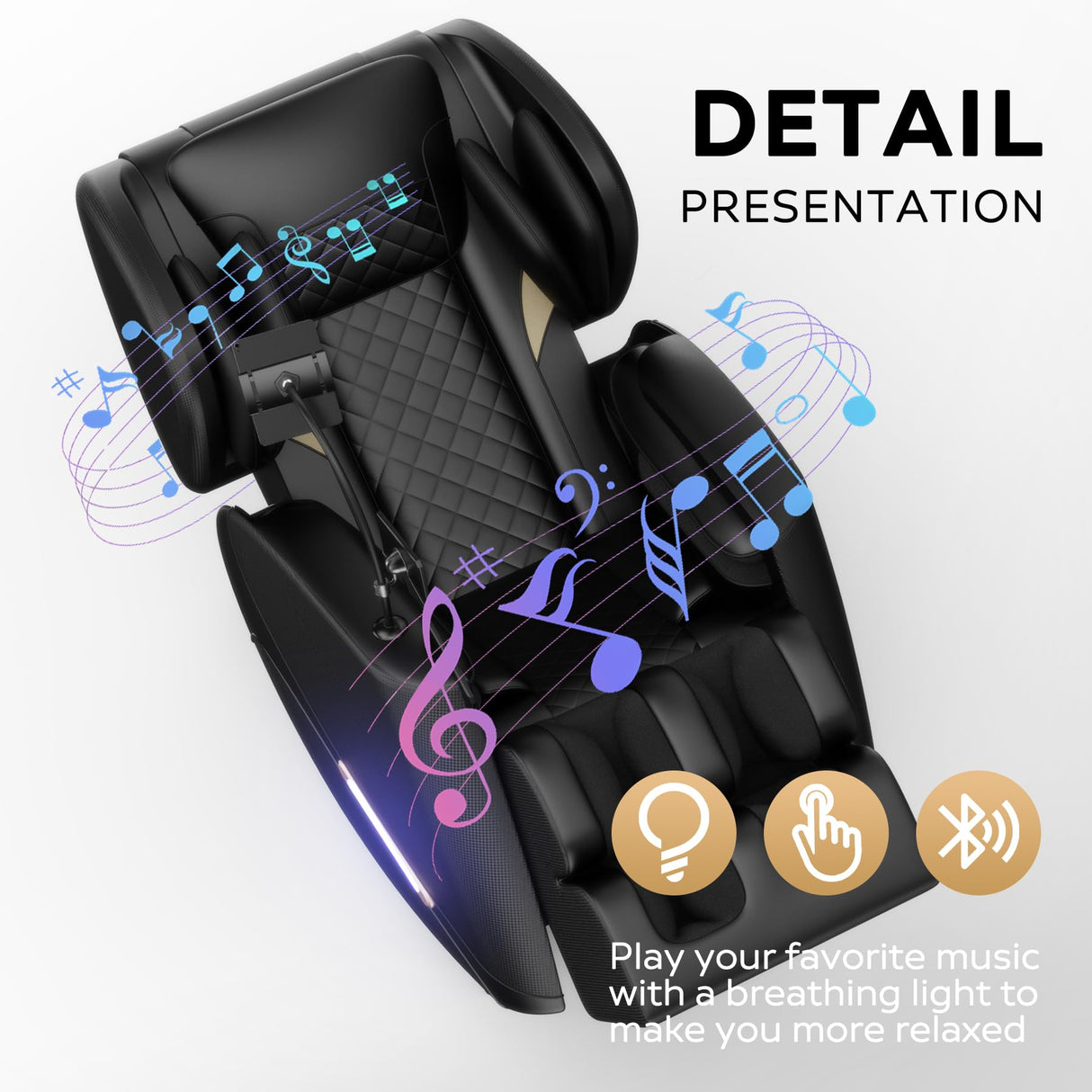 GDFStudio Massage Chair Full Body,Zero Gravity Recliner,2025 Massage Recliner Chair Whit 8 Modes - Foot Relief,Airbag Massage,Bluetooth Audio Connectivity,Waist Heating,Black GDFStudio